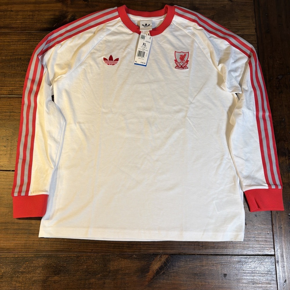 Adidas Liverpool FC Originals Long Sleeve Shirt Mens XL White Red NWT JZ2543